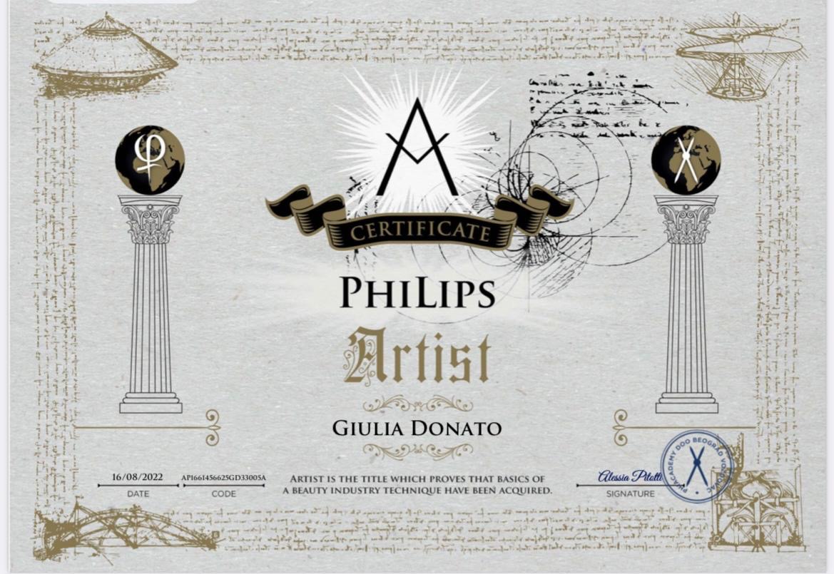 Certificato PhiLips Artist di Giulia Donato - PhiAcademy - Genova Albaro